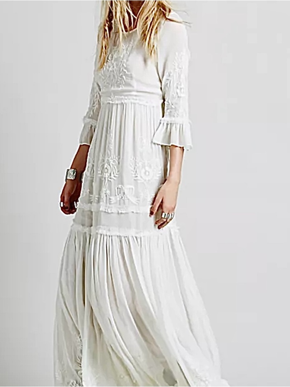 RARE EXC • Free People Romance Maxi Dress in White •